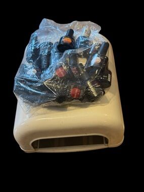 Gel Nail Polish Bottle Lot with  Nailene White UV Lamp in perfect condition